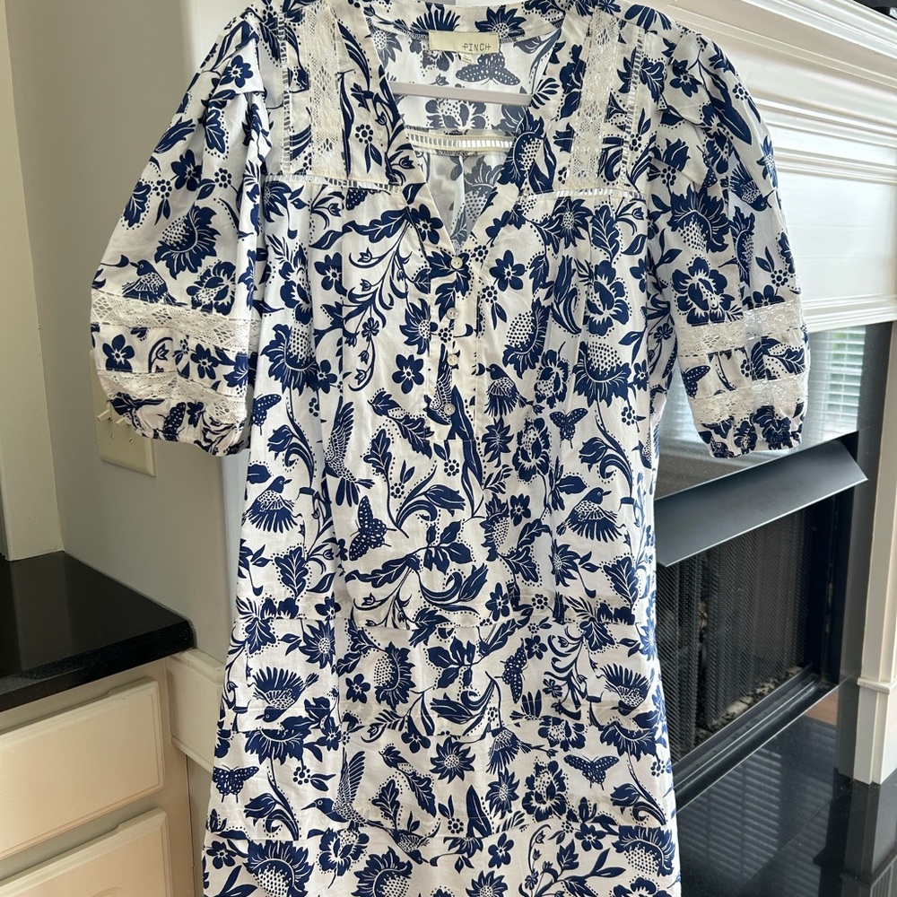 Blue and White Floral Dress
